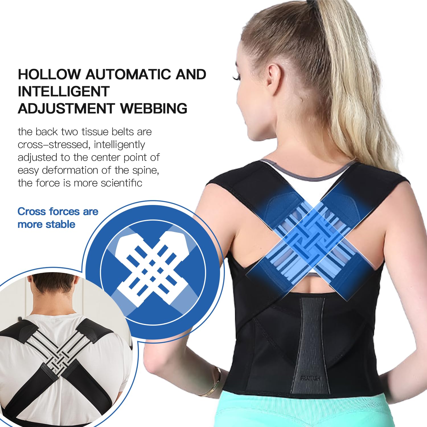 Posture Corrector for Women and Men, Adjustable Shoulder Posture Brace, Back Straightener Posture, Used for Middle and Upper Spine