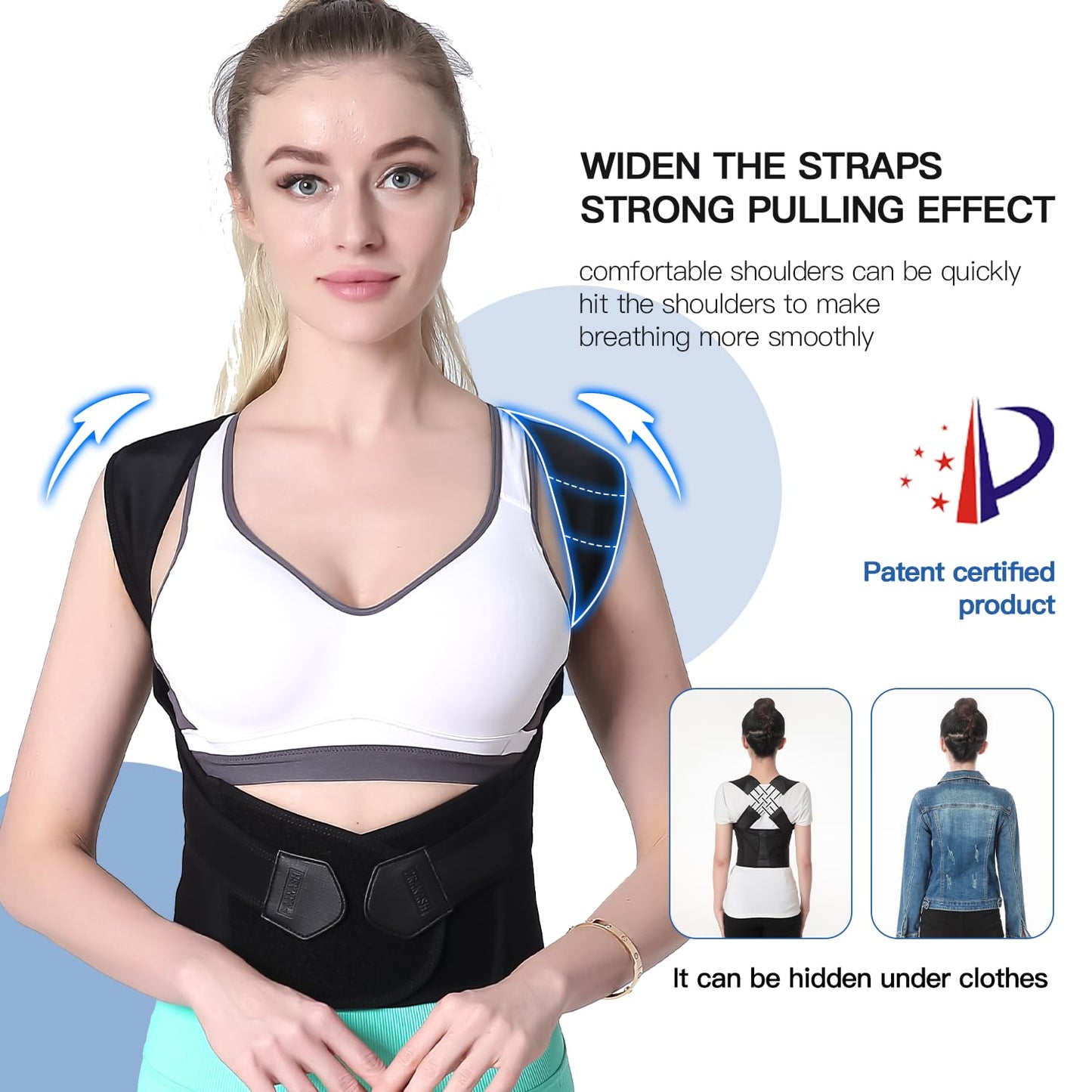 Posture Corrector for Women and Men, Adjustable Shoulder Posture Brace, Back Straightener Posture, Used for Middle and Upper Spine