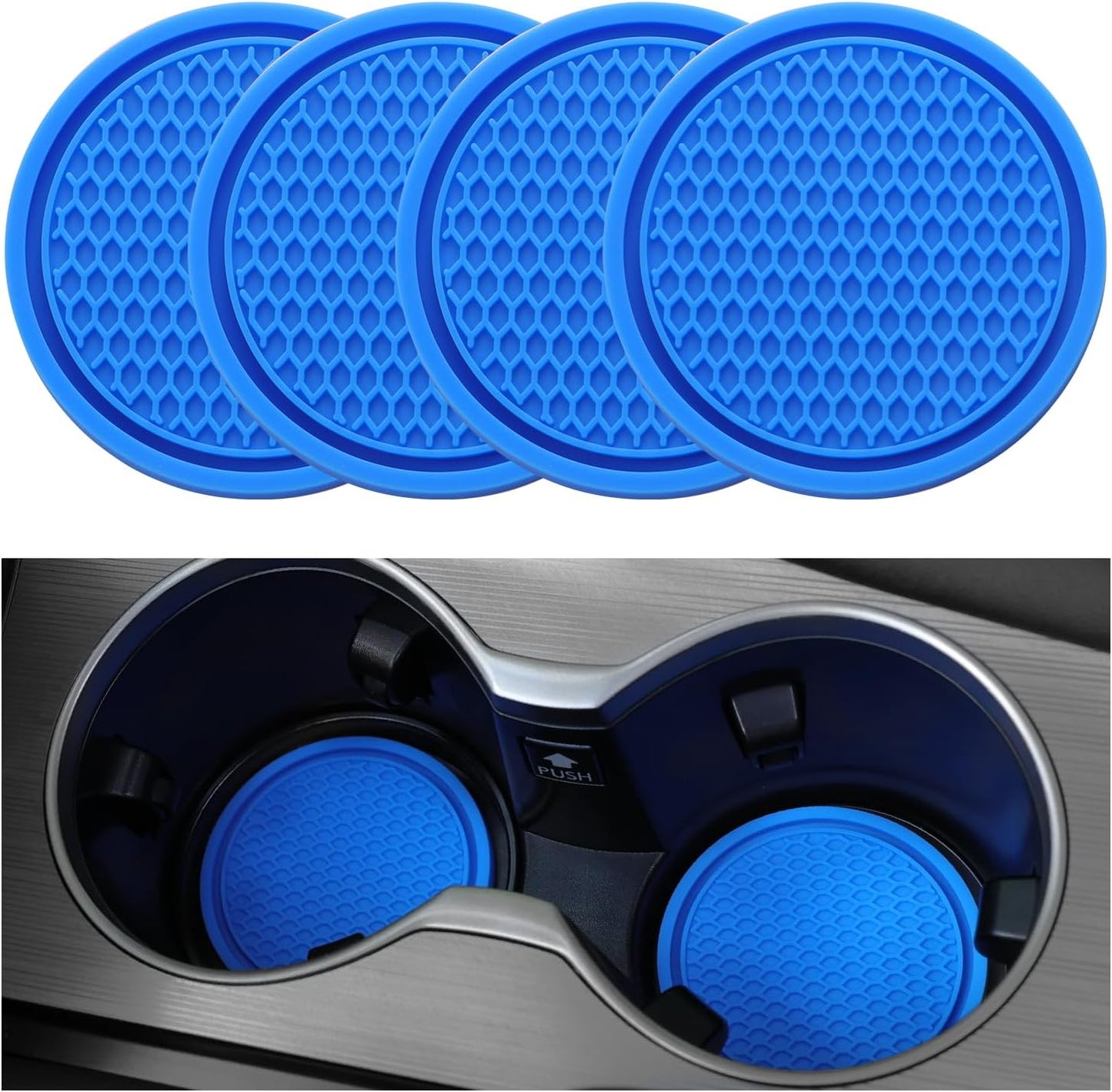 Car Cup Coaster, 4PCS Universal Non-Slip Cup Holders Embedded in Ornaments Coaster, Car Interior Accessories, Blue